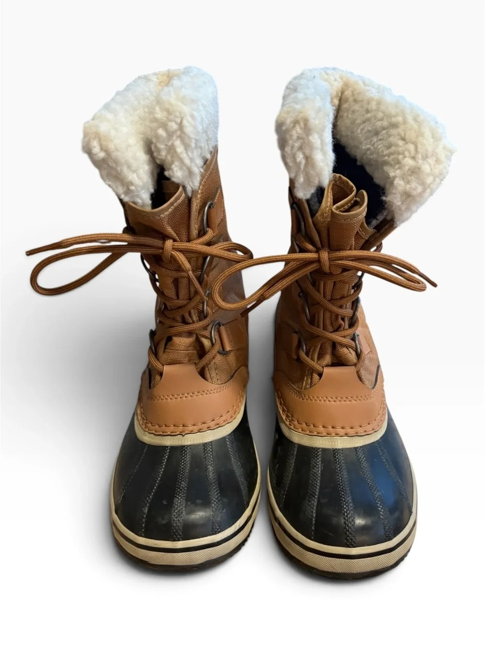 Sorel Winter Carnival Waterproof Snow Boots Camel Brown Tan Black Size 7